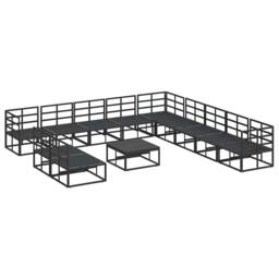 Berkfield Home Garden Sofa Set with Cushion with Pillow 12 pcs Black Aluminium - thumbnail 9