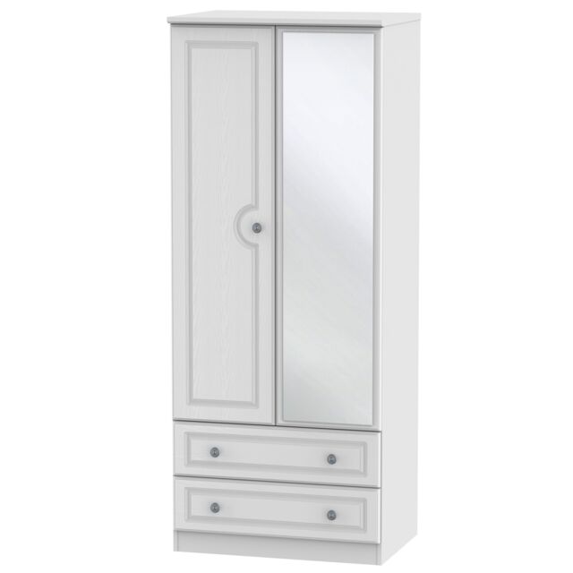 Ready Assembled 2 U Kendal 2 Door 2 Drawer Mirrored Robe (Ready Assembled) in Off-White - Size: Large