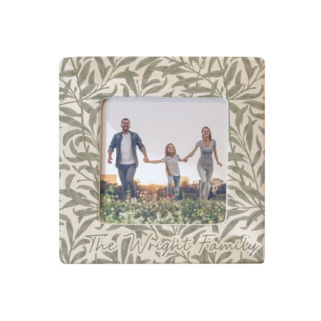 Personalised Memento Company Women's Personalised Leaf Print Ceramic 4x4 Frame in Beige - image 1