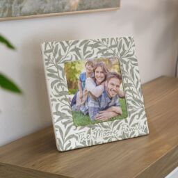 Personalised Memento Company Women's Personalised Leaf Print Ceramic 4x4 Frame in Beige - thumbnail 5