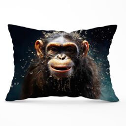 Warren Reed - Designer Realistic Monkey Face Splashart Cushions in Black - Size: 45 cm x 45 cm - thumbnail 1