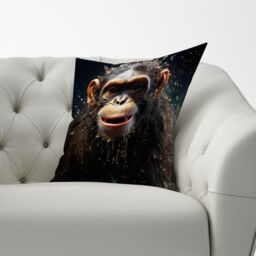 Warren Reed - Designer Realistic Monkey Face Splashart Cushions in Black - Size: 45 cm x 45 cm - thumbnail 3