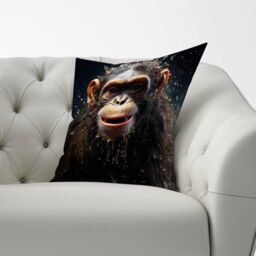 Warren Reed - Designer Realistic Monkey Face Splashart Cushions in Black - Size: 45 cm x 45 cm - thumbnail 2