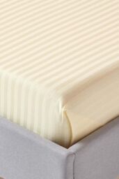 Homescapes Egyptian Cotton Satin Stripe Flat Sheet 330 Thread Count in Bright Yellow - Size: Single Flat - thumbnail 2