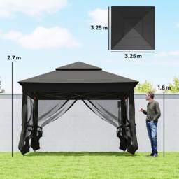 OUTSUNNY Garden Folding Tent Heavy Duty Pop Up Gazebo for Party Black - thumbnail 3