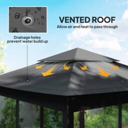 OUTSUNNY Garden Folding Tent Heavy Duty Pop Up Gazebo for Party Black - thumbnail 6