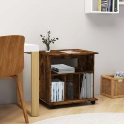 Berkfield Home Rolling Cabinet Smoked Oak 60x45x60 cm Engineered Wood in Brown - Size: 60 x 45 x 60 cm - thumbnail 1