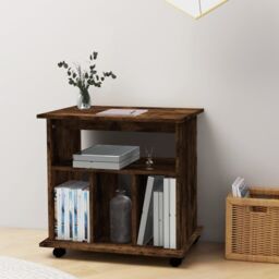Berkfield Home Rolling Cabinet Smoked Oak 60x45x60 cm Engineered Wood in Brown - Size: 60 x 45 x 60 cm - thumbnail 3