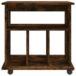 Berkfield Home Rolling Cabinet Smoked Oak 60x45x60 cm Engineered Wood in Brown - Size: 60 x 45 x 60 cm - thumbnail 5