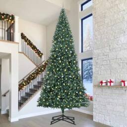Berkfield Home Artificial Pre-lit Christmas Tree with Ball Set Green 500 cm - thumbnail 1