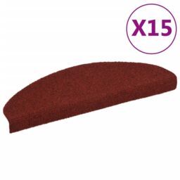 Berkfield Home 15 pcs Self-adhesive Stair Mats Needle Punch 65x21x4 cm Red - Size: Medium - thumbnail 2