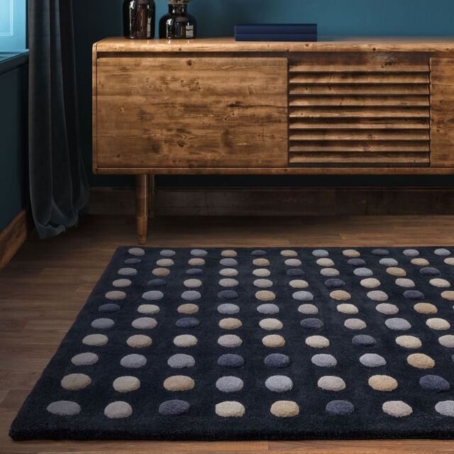 The Rug Shop UK Blue Modern Easy to clean Hand Made Dotted Area Rug - Size: 200 cm x 300 cm - image 1