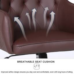 FURNITURE ONE Swivel Desk Chair, Adjustable Heigh PVC Leather Office Chair in Brown - Size: 1 Seater - thumbnail 4