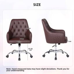 FURNITURE ONE Swivel Desk Chair, Adjustable Heigh PVC Leather Office Chair in Brown - Size: 1 Seater - thumbnail 8