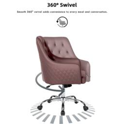FURNITURE ONE Swivel Desk Chair, Adjustable Heigh PVC Leather Office Chair in Brown - Size: 1 Seater - thumbnail 3