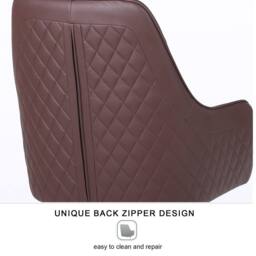 FURNITURE ONE Swivel Desk Chair, Adjustable Heigh PVC Leather Office Chair in Brown - Size: 1 Seater - thumbnail 6