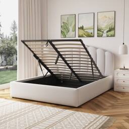 Artemis Home Ranson Fabric 150cm Kingsize Ottoman Bed Frame with Storage - Beige - Size: King - thumbnail 4