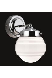 Netlighting Art 1 Light Bathroom Indoor Wall Light Chrome Opal White Glass IP44 E27 in Clear - thumbnail 2