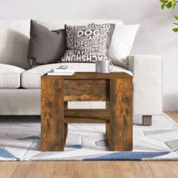 Berkfield Home Coffee Table Smoked Oak 55.5x55x45 cm Engineered Wood in Brown - thumbnail 5