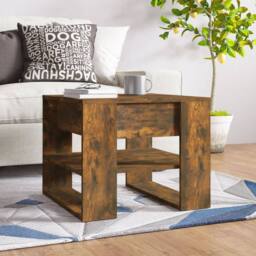 Berkfield Home Coffee Table Smoked Oak 55.5x55x45 cm Engineered Wood in Brown - thumbnail 2