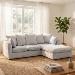 Abakus Direct Lucas Water Repellent Velvet Chenille Right Facing Corner Sofa in Silver - thumbnail 7