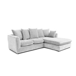 Abakus Direct Lucas Water Repellent Velvet Chenille Right Facing Corner Sofa in Silver - thumbnail 2
