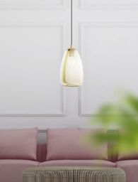 Loops Pendant Light Colour Brushed Brass Shade Amber Glass Vaporized Bulb E27 1x40W in Clear - thumbnail 3