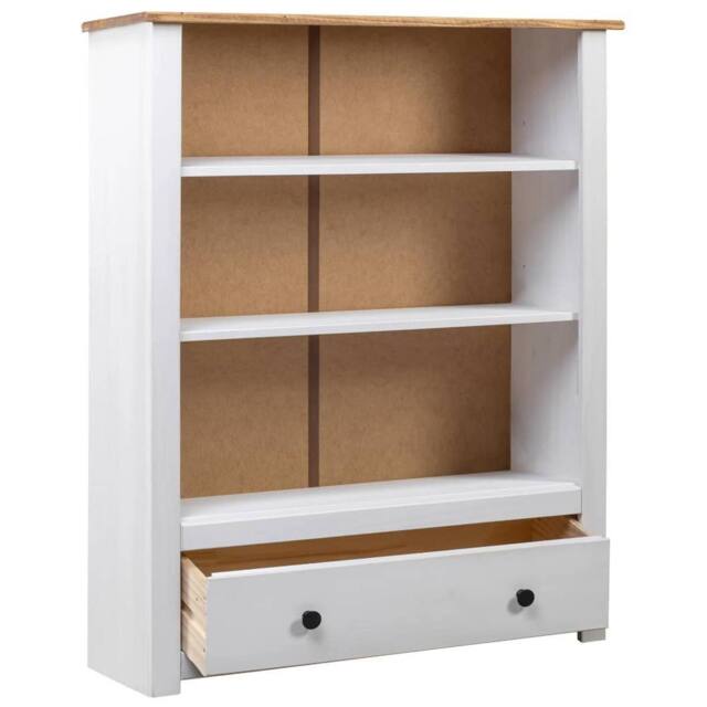 Berkfield Home Bookcase White 80x35x110 cm Solid Pine Wood Panama Range - Size: 80 x 35 x 110 cm - image 1