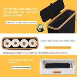 Kelvenix Toilet Paper Storage Basket Waterproof With Lid Design in Black - thumbnail 4