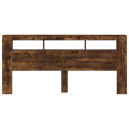Berkfield Home LED Headboard Smoked Oak 220x18.5x103.5 cm Engineered Wood in Brown - thumbnail 6