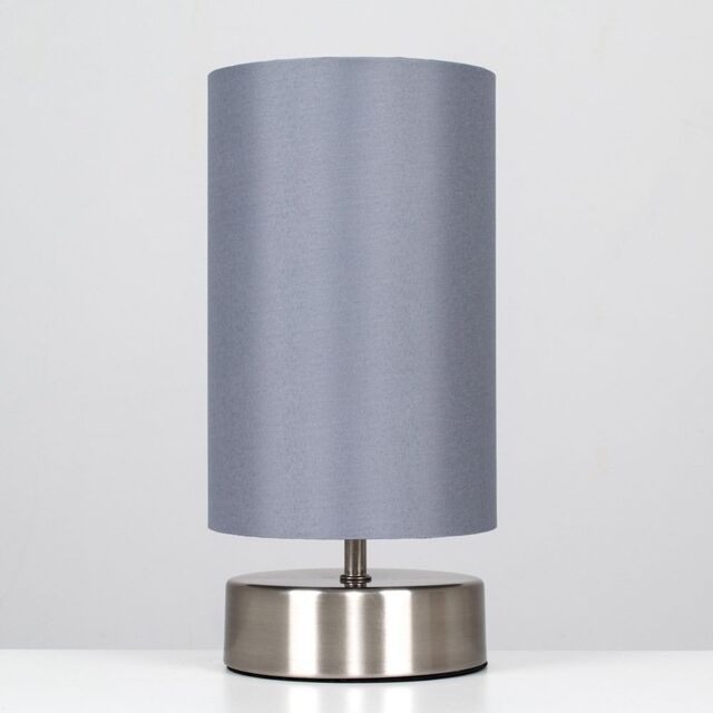 ValueLights Francis Pair of Brushed Chrome Dimmable Touch Table Lamps with Bulbs in Silver - image 1
