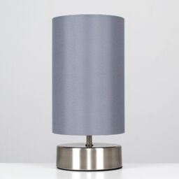 ValueLights Francis Pair of Brushed Chrome Dimmable Touch Table Lamps with Bulbs in Silver