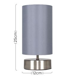 ValueLights Francis Pair of Brushed Chrome Dimmable Touch Table Lamps with Bulbs in Silver - thumbnail 4