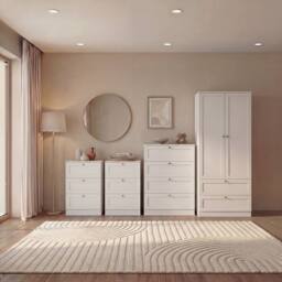 Home Discount Vida Designs Altino 4Pc Bedroom Set(3Dr Bedside, 4Dr Chest, Wardrobe) in White