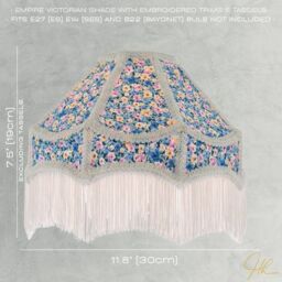 Happy Homewares Classic Handmade Victorian Empire Lamp Shade in Soft Cotton with Tassels - Size: 12 inches - thumbnail 7