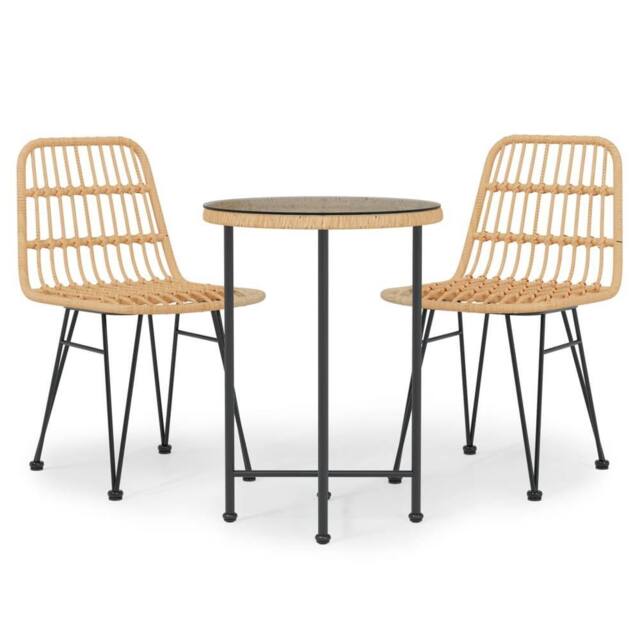 Berkfield Home 3 Piece Garden Dining Set Poly Rattan in Brown - image 1