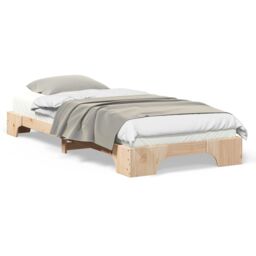 Berkfield Home Floor Bed Frame with Storage Brown 80 x 210 cm Wood - thumbnail 4