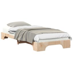 Berkfield Home Floor Bed Frame with Storage Brown 80 x 210 cm Wood - thumbnail 3