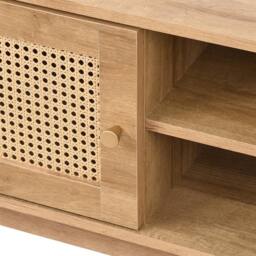 NESTLUNE Oak Rattan 1 Door Corner TV Unit Stand Living Room in Brown - Size: 100 cm x 15 cm - thumbnail 5