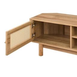 NESTLUNE Oak Rattan 1 Door Corner TV Unit Stand Living Room in Brown - Size: 100 cm x 15 cm - thumbnail 6