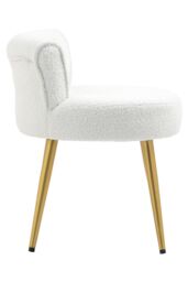 Living and Home Teddy Fleece Dressing Table Stool with Iron Legs in White - thumbnail 5