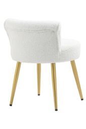 Living and Home Teddy Fleece Dressing Table Stool with Iron Legs in White - thumbnail 4