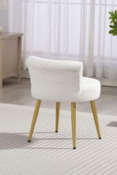 Living and Home Teddy Fleece Dressing Table Stool with Iron Legs in White - thumbnail 8