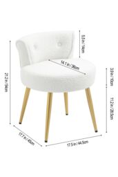 Living and Home Teddy Fleece Dressing Table Stool with Iron Legs in White - thumbnail 2