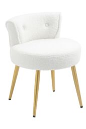 Living and Home Teddy Fleece Dressing Table Stool with Iron Legs in White - thumbnail 3