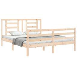 Berkfield Home Beautiful Bed Frame with Headboard 160x200 cm Solid Wood in Light Tan - thumbnail 4