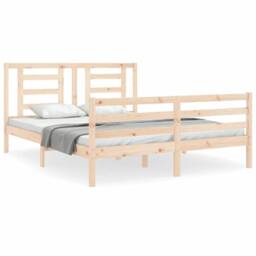 Berkfield Home Beautiful Bed Frame with Headboard 160x200 cm Solid Wood in Light Tan - thumbnail 3