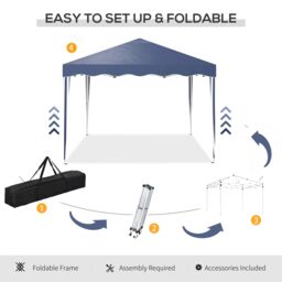 OUTSUNNY 3x3(m) Pop Up Gazebo Canopy Portable Tent Event Shelter with Carry Bag in Blue - thumbnail 6