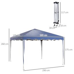 OUTSUNNY 3x3(m) Pop Up Gazebo Canopy Portable Tent Event Shelter with Carry Bag in Blue - thumbnail 3