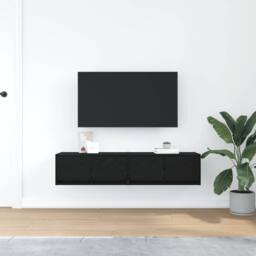 Berkfield Home TV Cabinets 2 pcs Black Oak 60x31x25.5 cm Engineered Wood - thumbnail 1